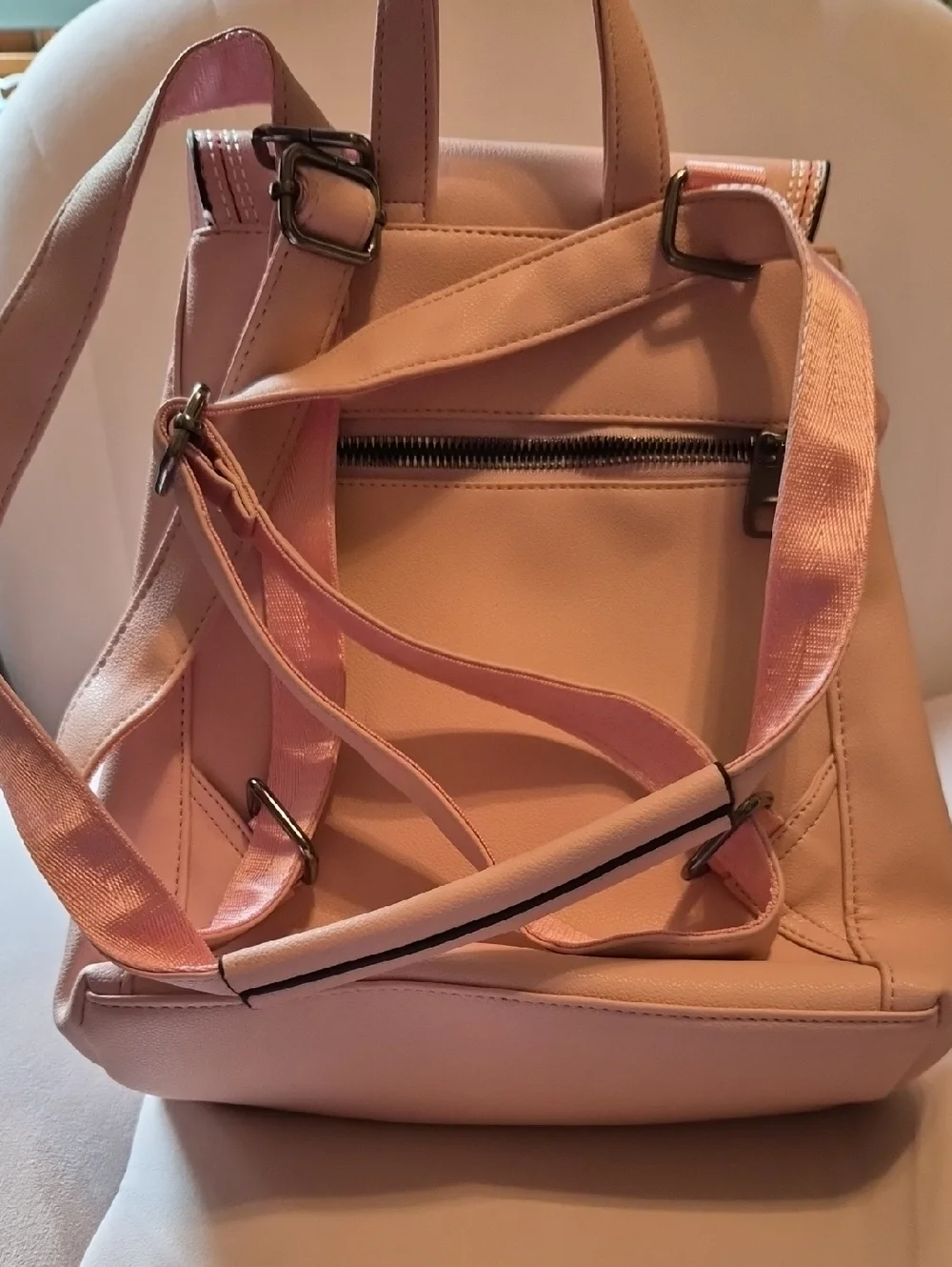 Disney Small Shop Belle Pink Women's Backpack Purse with Illustrated Design - Picture 2 of 4